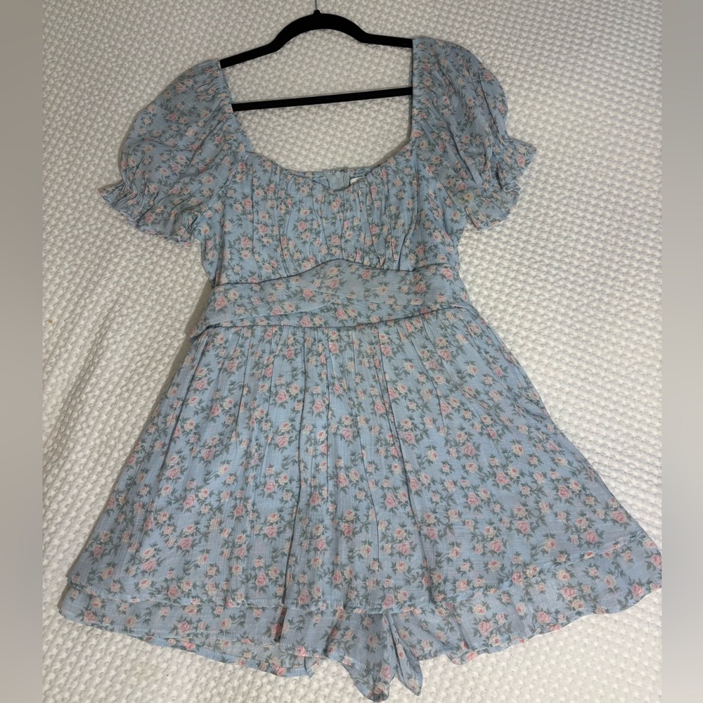 Altar'd State Light Blue Floral Romper